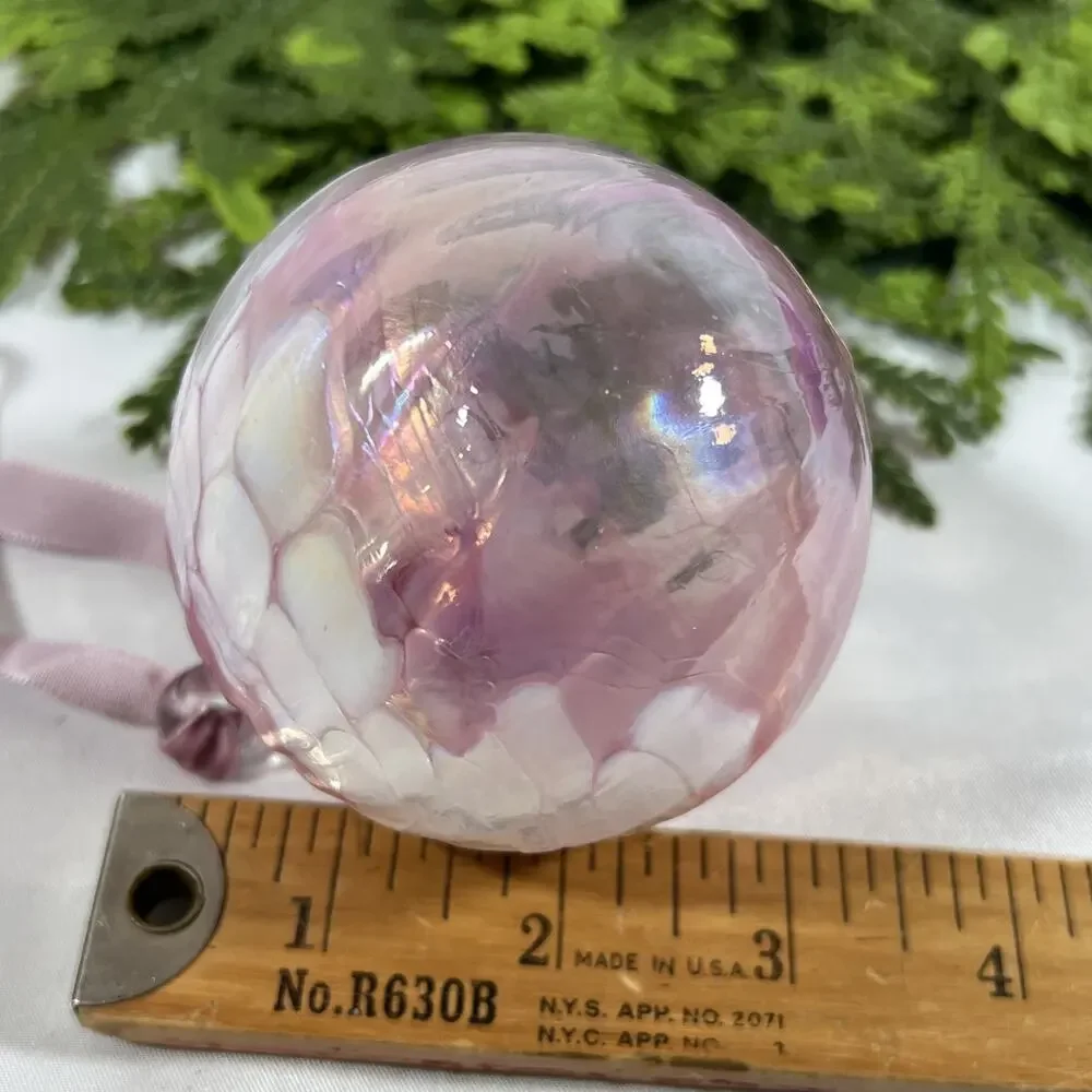 Vintage Mt. St. Helens Glass Ball Hand Blown Glass Christmas Ornament Iridescent